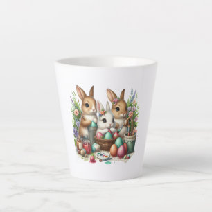 Cute, Easter Bunny/Spring paint party Latte Mug