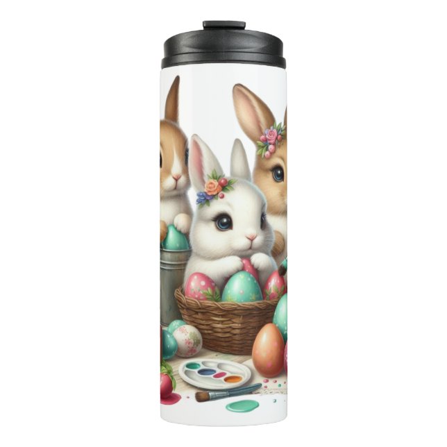 Cute, Easter Bunny/Spring paint party Thermal Tumbler (Front)