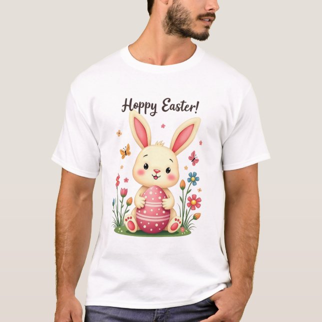 Cute Easter Bunny T-Shirt – Spring Egg Design (Front)