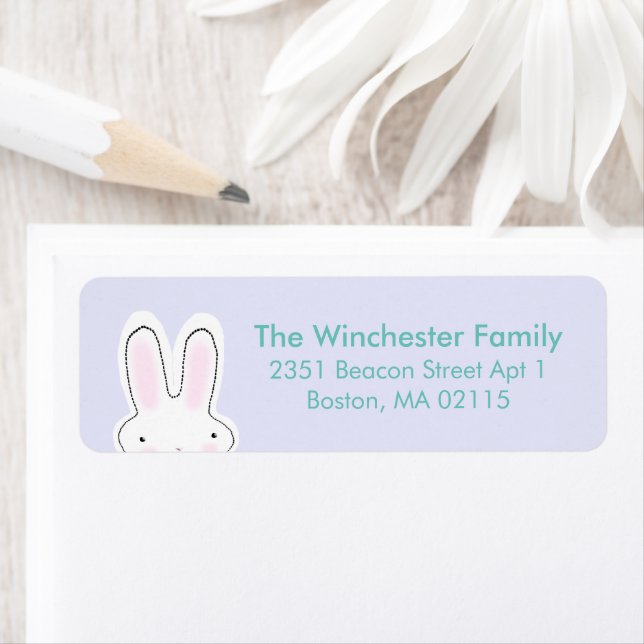 Cute Easter bunny teal lavender fun address (Insitu)