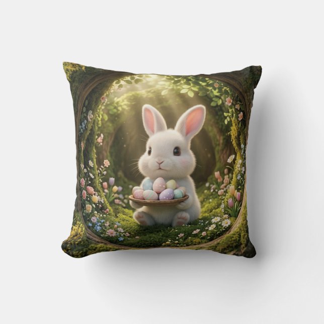 Cute Easter Bunny Throw Pillow (Front)