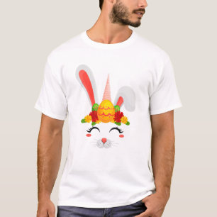 Cute Easter Bunny Unicorn Face Egg Hunting Girl Gi T-Shirt