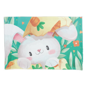 Cute Easter Bunny Watercolor Pillowcase