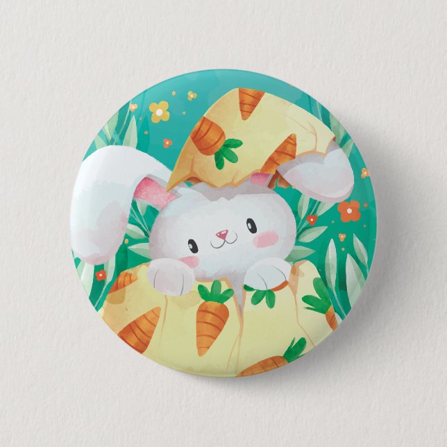 Cute Easter Bunny Watercolor | Pin Button (Front)