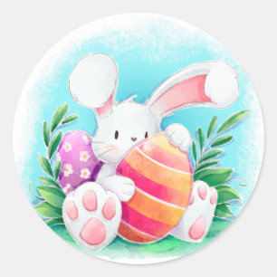 Cute Easter Bunny Watercolor   Sticker Seal