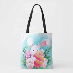 Cute Easter Bunny Watercolor Tote Bag