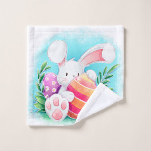 Cute Easter Bunny Watercolor Towel Set