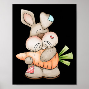 Cute Easter Bunny With Carrot For Women Who Loves Poster