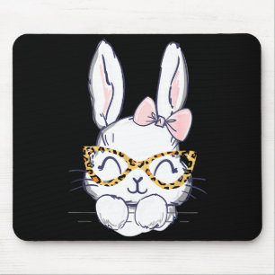 Cute easter bunny with cheetah glasses for the mom mouse pad