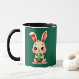 Cute Easter Bunny with Chocolate Egg caneca Mug