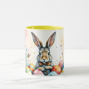 Cute Easter Bunny with Colorful Painted Eggs Mug