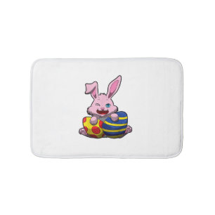 Cute Easter Bunny with Coloured Eggs - Happy Easte Bath Mat