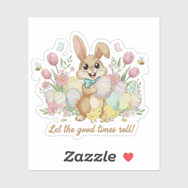 Cute Easter Bunny with Colourful Eggs and Spring  (Sheet)