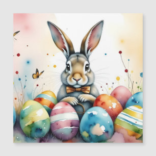 Cute Easter Bunny with Colourful Painted Eggs