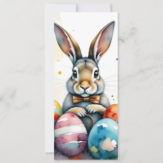 Cute Easter Bunny with Colourful Painted Eggs (Front)