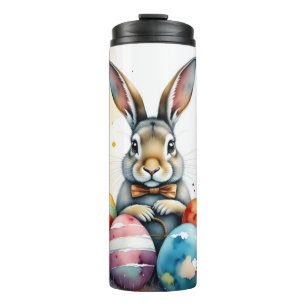 Cute Easter Bunny with Colourful Painted Eggs Thermal Tumbler