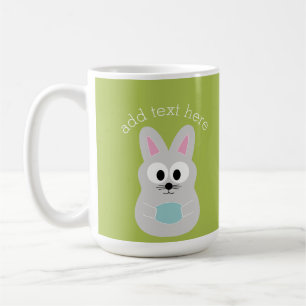 Cute Easter Bunny with Egg and Custom Name Coffee Mug