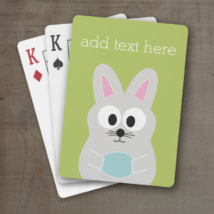 Cute Easter Bunny with Egg and Custom Name Playing Cards