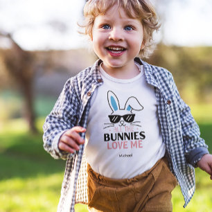 Cute Easter Bunny with Sunglasses Personalized Baby Bodysuit