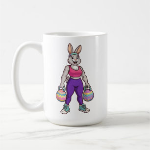 Cute Easter Bunny Workout Cartoon – Fitness Rabbit Coffee Mug