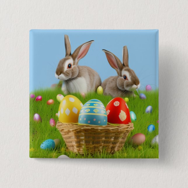 Cute Easter Bunnyfor a positive mood   2 Inch Square Button (Front)