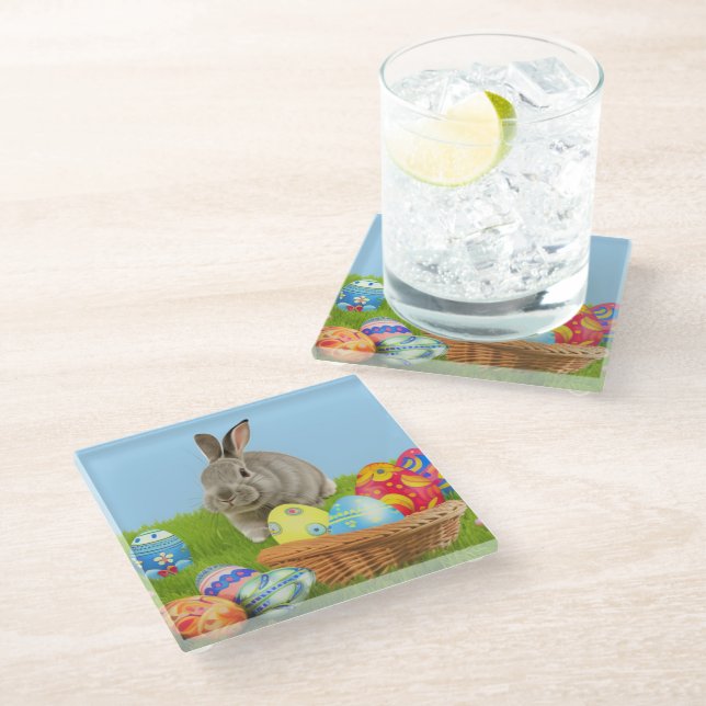 Cute Easter Bunnyfor a positive mood   Glass Coast Glass Coaster (Angled)