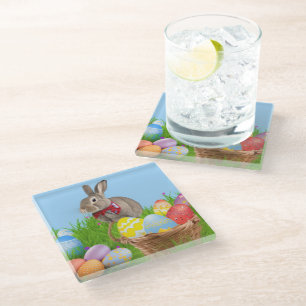 Cute Easter Bunnyfor a positive mood Glass Coaster