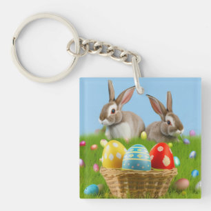 Cute Easter Bunnyfor a positive mood  Keychain