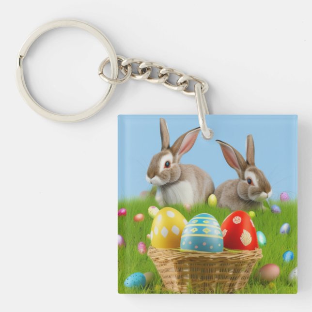 Cute Easter Bunnyfor a positive mood  Keychain (Front)