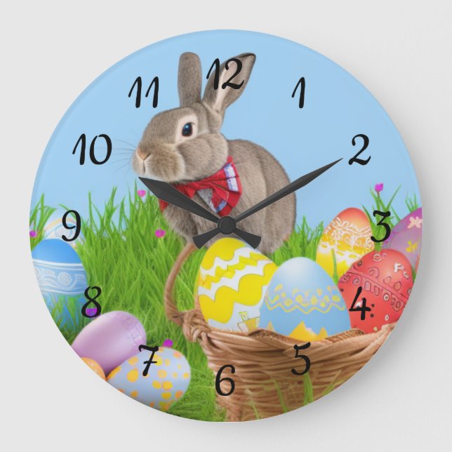 Cute Easter Bunnyfor a positive mood   Large Clock (Front)