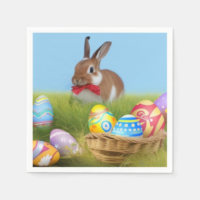 Cute Easter Bunnyfor a positive mood   Napkin (Front)