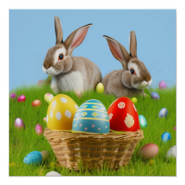 Cute Easter Bunnyfor a positive mood  Poster (Front)