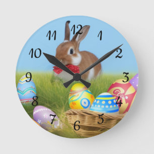Cute Easter Bunnyfor a positive mood Round Clock