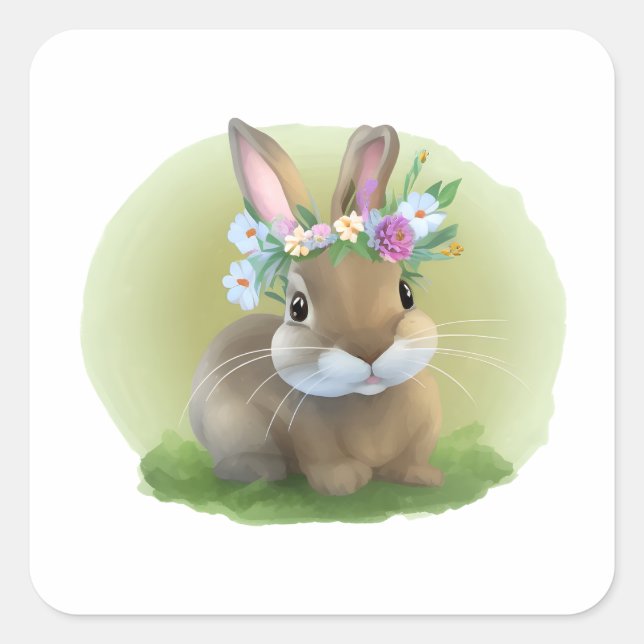 Cute Easter Bunnyfor a positive mood   Square Sticker (Front)