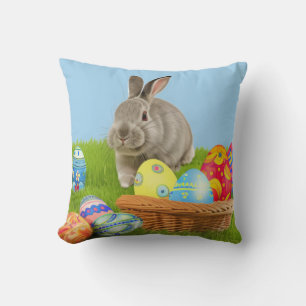Cute Easter Bunnyfor a positive mood   Throw Pillo Throw Pillow