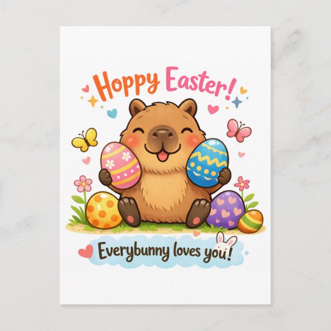 Cute Easter Capybara Eggs  Postcard (Front)