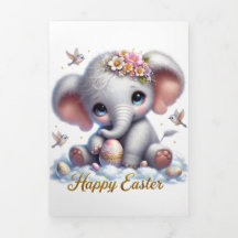 Cute Easter Card With Elephant