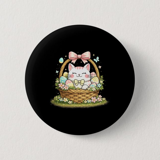 Cute Easter Cat Sket Cats Lover White Kitten  2 Inch Round Button (Front)