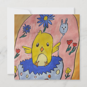 Cute Easter Chick Flat Greeting Card