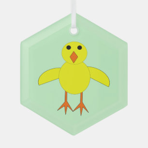 Cute Easter Chick Glass Ornament