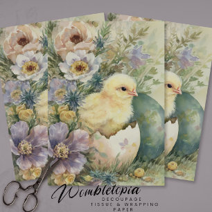 Cute Easter Chick Spring Wildflowers Watercolor Tissue Paper