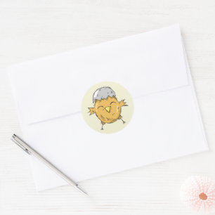 Cute Easter Chick with Eggshell Drawing  Classic Round Sticker