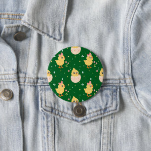 Cute Easter Chick with Pink Bow Seamless Pattern 3 Inch Round Button