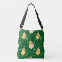 Cute Easter Chick with Pink Bow Seamless Pattern