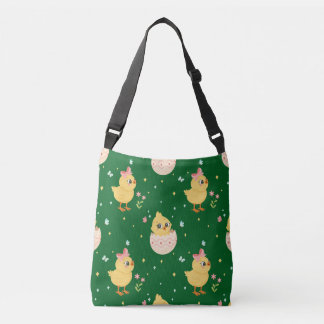 Cute Easter Chick with Pink Bow Seamless Pattern Crossbody Bag