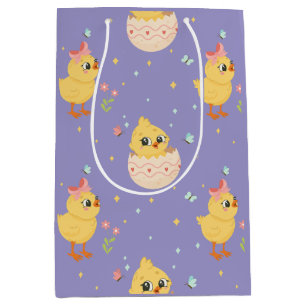 Cute Easter Chick with Pink Bow Seamless Pattern  Medium Gift Bag