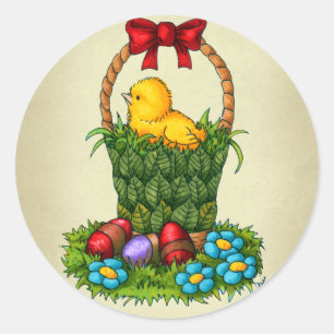 Cute Easter Chicken Classic Round Sticker