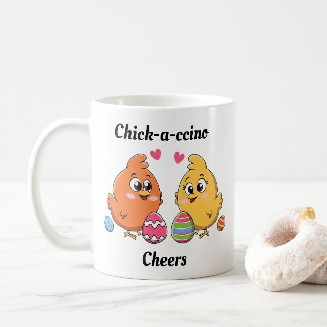 Cute Easter Chickens Coffee Mug (With Donut)
