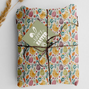 Cute Easter Chicks and Colourful Eggs Pattern  Tissue Paper