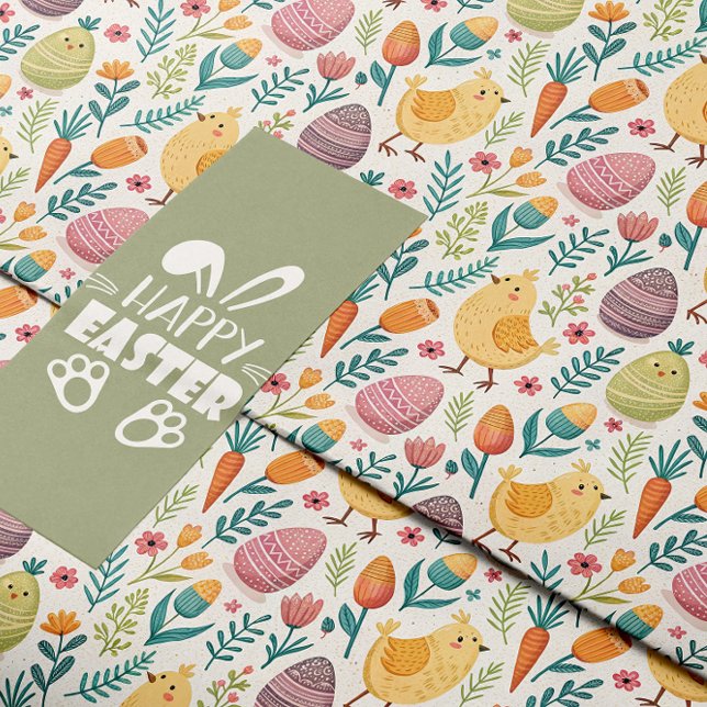 Cute Easter Chicks and Colourful Eggs Pattern  Wrapping Paper (Creator Uploaded)